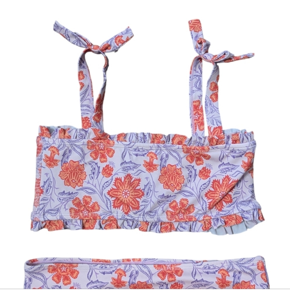 JANIE AND JACK FLORAL SMOCKED BACK 2-PIECE SWIMSUIT - Picture 11 of 12